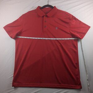 IZOD Golf Red Polo Shirt Short Sleeve Large 100% Polyester Grid Pattern Textured